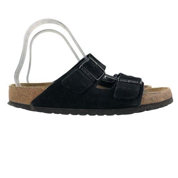 Birkenstock Unisex EU 40 M7 L9 Arizona Black Suede Open Toe SlipOn Slide Sandals - Picture 1 of 14